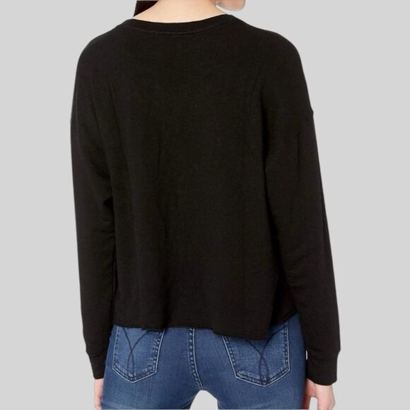 Splendid Dream Slub Pullover Sweater Sweatshirt Women's Size S Black Soft Lounge - Picture 3 of 16